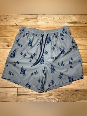 American Eagle Fish Print Swim Trunks Men’s Small Beach Shorts